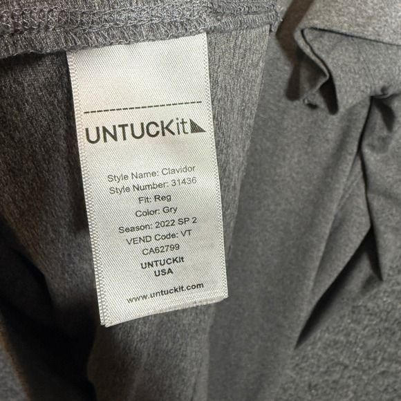 Untuckit Shirt Mens 2XL XXL Gray Short Sleeve Performance Polo Shirt Stretch - Picture 10 of 11